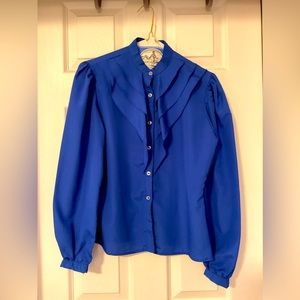 Royal ruffled blue blouse sz 7